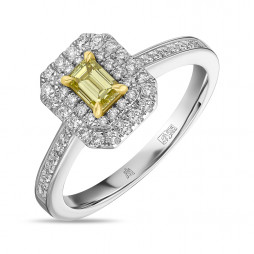 Кольцо с бриллиантами и облагороженными бриллиантами | Материал:Золото Цвет:Белый Проба:585 Для женщин Вставки:Бриллиант Жёлтый Примерный вес (г):4.13 