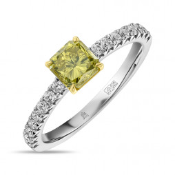 Кольцо с бриллиантами и облагороженными бриллиантами | Материал:Золото Цвет:Белый Проба:585 Для женщин Вставки:Бриллиант Жёлтый Примерный вес (г):2.64 