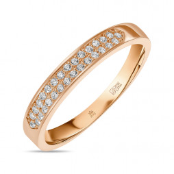 Золотое кольцо с фианитами | Материал:Золото Цвет:Красный Проба:585 Для женщин Вставки:Фианит Примерный вес (г):1.5