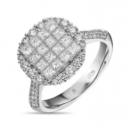 Кольцо с бриллиантами | Материал:Золото Цвет:Белый Проба:750 Для женщин Вставки:Бриллиант Примерный вес (г):5.44 