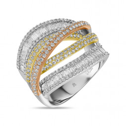 Кольцо с бриллиантами | Материал:Золото Цвет:Белый Проба:750 Для женщин Вставки:Бриллиант Примерный вес (г):12.49 