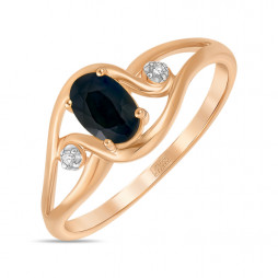 Золотое кольцо с бриллиантами и цветными сапфирами | Материал:Золото Цвет:Красный Проба:585 Для женщин Вставки:Бриллиант, Сапфир Примерный вес (г):1.88 