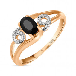 Золотое кольцо с бриллиантами и цветными сапфирами | Материал:Золото Цвет:Красный Проба:585 Для женщин Вставки:Бриллиант, Сапфир Примерный вес (г):1.81 