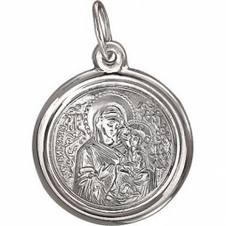 Подвеска-иконка Богородица Иверская из серебра | Материал:Серебро Тематика:Образок