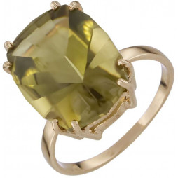 Кольцо с 1 кварцем из жёлтого золота | Материал:Золото Цвет:Жёлтый Проба:585 Вставки:Кварц Примерный вес (г):4.43 Тематика:Классика, Широкое, 1 камень