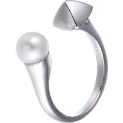 Кольцо с жемчугом из серебра | Материал:Серебро Цвет:Белый Проба:925 Для женщин Вставки:Жемчуг Примерный вес (г):3.14 Тематика:Дизайнерские