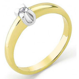 Кольцо с 1 бриллиантом из жёлтого золота | Материал:Золото Цвет:Жёлтый Проба:585 Для женщин Вставки:Бриллиант Примерный вес (г):3.53 Тематика:Классика, 1 камень, Помолвочное