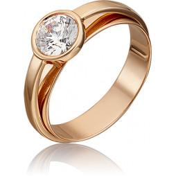 Кольцо с кристаллами swarovski из красного золота | Материал:Золото Цвет:Красный Проба:585 Для женщин Вставки:Swarovski Примерный вес (г):2.7 Тематика:Классика, 1 камень