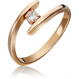 Кольцо с бриллиантом из красного золота | Материал:Золото Цвет:Красный Проба:585 Для женщин Вставки:Бриллиант Примерный вес (г):1.59 Тематика:Классика, 1 камень