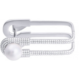 Кольцо с жемчугом и фианитами из серебра | Материал:Серебро Цвет:Белый Проба:925 Для женщин Вставки:Жемчуг, Фианит Примерный вес (г):13.35