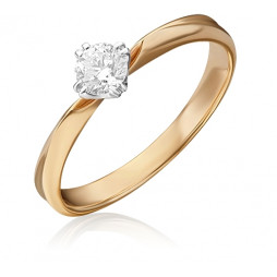 Кольцо с 1 бриллиантом из комбинированного золота | Материал:Золото Цвет:Комбинированный Проба:585 Для женщин Вставки:Бриллиант Примерный вес (г):1.72 Тематика:Помолвочное