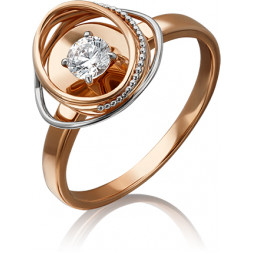 Кольцо с 1 бриллиантом из красного золота | Материал:Золото Цвет:Красный Проба:585 Для женщин Вставки:Бриллиант Примерный вес (г):2.64