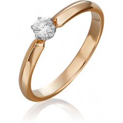 Кольцо с 1 бриллиантом из комбинированного золота | Материал:Золото Цвет:Комбинированный Проба:585 Для женщин Вставки:Бриллиант Примерный вес (г):1.49