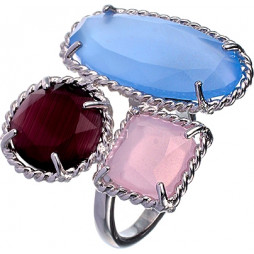 Кольцо со стеклом из серебра | Материал:Серебро Цвет:Белый Проба:925 Для женщин Вставки:Стекло Примерный вес (г):7.73