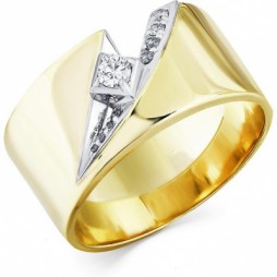 Кольцо с 9 бриллиантами из комбинированного золота | Материал:Золото Цвет:Комбинированный Проба:585 Для женщин Вставки:Бриллиант Примерный вес (г):5.85 Тематика:Классика, Дорожка, Широкое