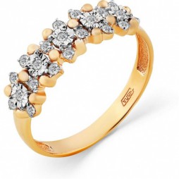 Кольцо с 21 бриллиантом из комбинированного золота | Материал:Золото Цвет:Комбинированный Проба:585 Для женщин Вставки:Бриллиант Примерный вес (г):1.86