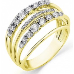 Кольцо с 39 бриллиантами из жёлтого золота | Материал:Золото Цвет:Жёлтый Проба:585 Для женщин Вставки:Бриллиант Примерный вес (г):5.07 Тематика:Дорожка