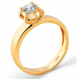 Кольцо с 1 бриллиантом из красного золота | Материал:Золото Цвет:Красный Проба:585 Для женщин Вставки:Бриллиант Примерный вес (г):2.98 Тематика:1 камень