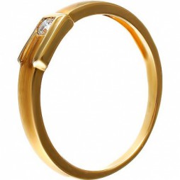 Кольцо с 1 бриллиантом из жёлтого золота | Материал:Золото Цвет:Жёлтый Проба:585 Для женщин Вставки:Бриллиант Примерный вес (г):1.75 Тематика:Классика, Обручальное, Парные, 1 камень