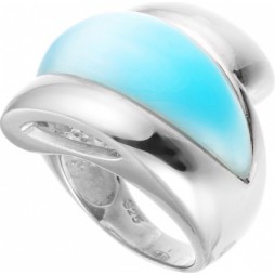 Кольцо со стеклом из серебра | Материал:Серебро Цвет:Белый Проба:925 Для женщин Вставки:Стекло Примерный вес (г):13.23 Тематика:Геометрия, 1 камень, Широкое