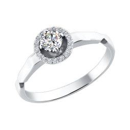 Помолвочное кольцо из белого золота с бриллиантами | Материал:Золото Цвет:Белый Проба:585 Для женщин Вставки:Бриллиант Форма вставок:Круг  Тематика:Помолвочное