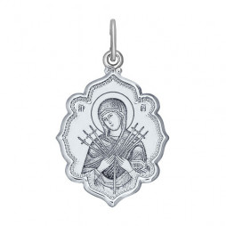 Иконка из серебра «Божья Матерь Семистрельная» |	 Материал:Серебро Проба:925 Для женщин Тематика:Образок