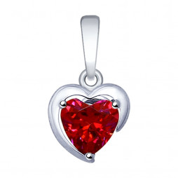 Подвеска из серебра с красным Swarovski Zirconia | Материал:Серебро Проба:925 Для женщин Вставки:Swarovski Красный Форма вставок:Сердце Тематика:Сердечки