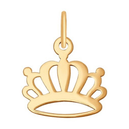Подвеска «Корона» из золота |	 Материал:Золото Цвет:Красный Проба:585 Для женщин Вставки:Без вставок Примерный вес (г):0.36 Тематика:Корона
