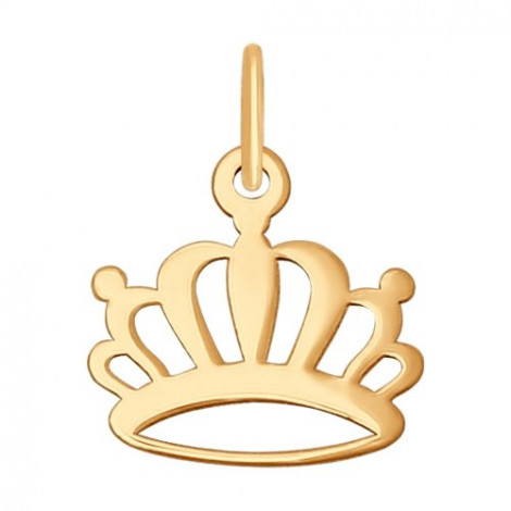 Подвеска «Корона» из золота | Материал:Золото Цвет:Красный Проба:585 Для кого:Для женщин Вставки:Без вставок Примерный вес (г):0.36 Тематика:Корона