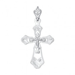 Крест из серебра с гравировкой | Материал:Серебро Проба:925 Для женщин Вставки:Без вставок Примерный вес (г):1.33