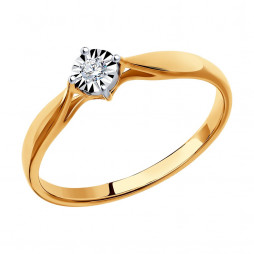 Помолвочное кольцо из комбинированного золота с бриллиантом | Материал:Золото Цвет:Комбинированный Проба:585 Для женщин Вставки:Бриллиант Бесцветный Примерный вес (г):1.47 Форма вставок:Круг Тематика:Помолвочное