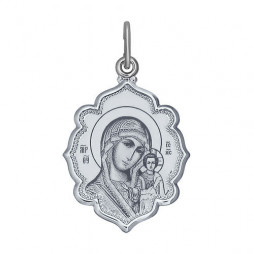 Иконка из серебра «Божья Матерь Казанская» | Материал:Серебро Проба:925 Для женщин Тематика:Образок