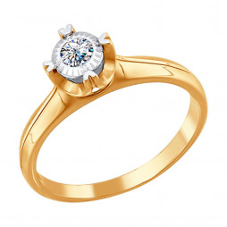 Помолвочное кольцо из золота с бриллиантом | Материал:Золото Цвет:Красный Проба:585 Для женщин Вставки:Бриллиант Бесцветный Примерный вес (г):2.21 Форма вставок:Круг Тематика:Помолвочное