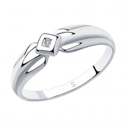 Кольцо из серебра с бриллиантом |	 Материал:Серебро Проба:925 Для женщин Вставки:Бриллиант Бесцветный Примерный вес (г):1.54 Форма вставок:Круг