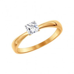 Помолвочное кольцо из золота со Swarovski Zirconia |	 Материал:Золото Цвет:Красный Проба:585 Для женщин Вставки:Swarovski Бесцветный Примерный вес (г):1.43 Форма вставок:Октагон Тематика:Помолвочное