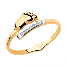 Кольцо из золота с фианитами |	 Материал:Золото Цвет:Красный Проба:585 Для женщин Вставки:Фианит Форма вставок:Круг