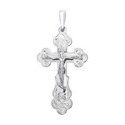 Крест из серебра с гравировкой | Материал:Серебро Проба:925 Для женщин Вставки:Без вставок Примерный вес (г):3.51