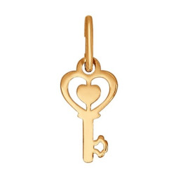 Подвеска «Золотой ключик» |	 Материал:Золото Цвет:Красный Проба:585 Для женщин Вставки:Без вставок Примерный вес (г):0.22 Тематика:Ключи