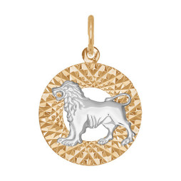 Подвеска «Знак зодиака Лев» | Материал:Золото Цвет:Комбинированный Проба:585 Для женщин Тематика:Знаки зодиака