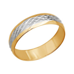 Обручальное кольцо из золота с алмазной гранью |	 Материал:Золото Цвет:Красный Проба:585 Для женщин Вставки:Без вставок Примерный вес (г):2.79 Обработка:Алмазная Тематика:Обручальное