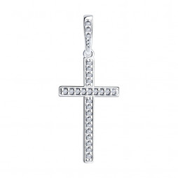 Крест из серебра с фианитами |	 Материал:Серебро Проба:925 Для женщин Вставки:Фианит Бесцветный Примерный вес (г):1.06 Форма вставок:Круг