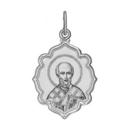 Иконка из серебра «Святитель архиепископ Николай Чудотворец» | Материал:Серебро Проба:925 Для женщин Тематика:Образок