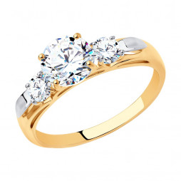 Помолвочное кольцо из золота со Swarovski Zirconia |	 Материал:Золото Цвет:Красный Проба:585 Для женщин Вставки:Swarovski Бесцветный Примерный вес (г):1.85 Форма вставок:Круг Тематика:Помолвочное