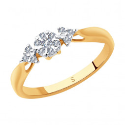 Помолвочное кольцо из комбинированного золота с бриллиантами | Материал:Золото Цвет:Комбинированный Проба:585 Для женщин Вставки:Бриллиант Примерный вес (г):1.58 Тематика:Помолвочное  