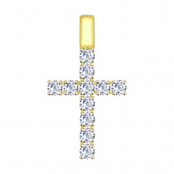 Крестик из желтого золота со Swarovski Zirconia | Материал:Золото Цвет:Жёлтый Проба:585 Для женщин Вставки:Swarovski Бесцветный Примерный вес (г):1.66 Форма вставок:Круг