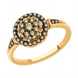 Кольцо из золота с бриллиантами | Материал:Золото Цвет:Красный Проба:585 Для женщин Вставки:Бриллиант Примерный вес (г):2.42  Высота (мм):4 Ширина (мм):10  