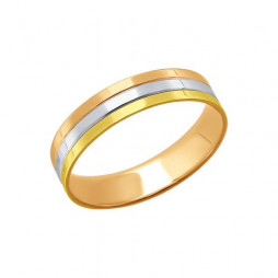 Обручальное кольцо из комбинированного золота с алмазной гранью | Материал:Золото Цвет:Комбинированный Проба:585 Для женщин Вставки:Без вставок Примерный вес (г):3.19 Обработка:Алмазная Тематика:Обручальное