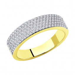 Кольцо из желтого золота с бриллиантами | Материал:Золото Цвет:Жёлтый Проба:585 Для женщин Вставки:Бриллиант Примерный вес (г):3.47   