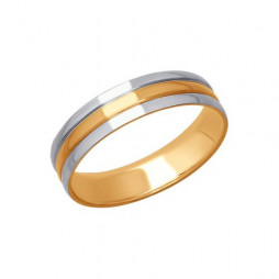 Обручальное кольцо из комбинированного золота | Материал:Золото Цвет:Комбинированный Проба:585 Для женщин Вставки:Без вставок Примерный вес (г):3.41 Тематика:Обручальное