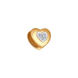 Подвеска-шарм с бриллиантами «Сердце» | Материал:Золото Цвет:Красный Проба:585 Для женщин Вставки:Бриллиант Примерный вес (г):0.75 Тематика:Любовь, Сердечки, Шарм  